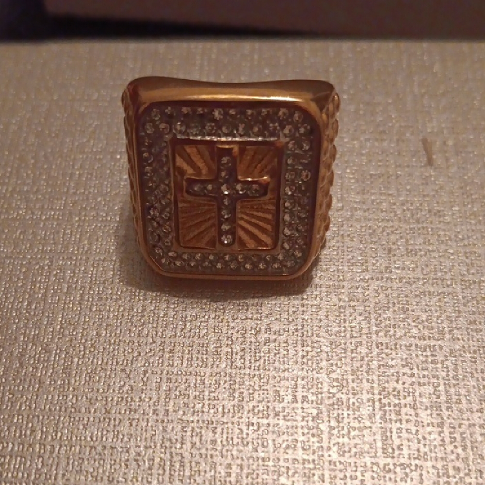 Austrian Crystal Line of Faith Ring in ION Plated YG and Stainless Steel